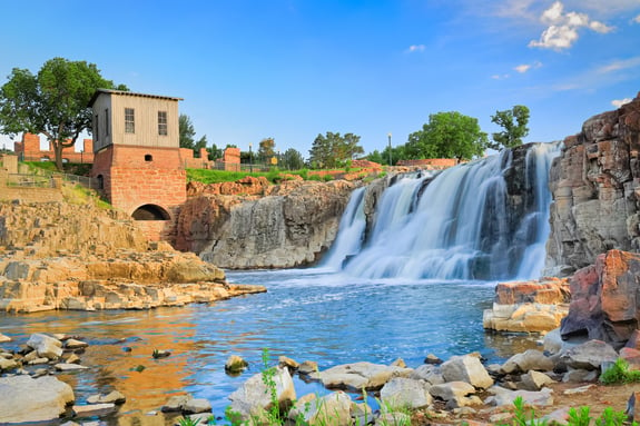 Falls Park in the heart of downtown Sioux Falls South Dakota